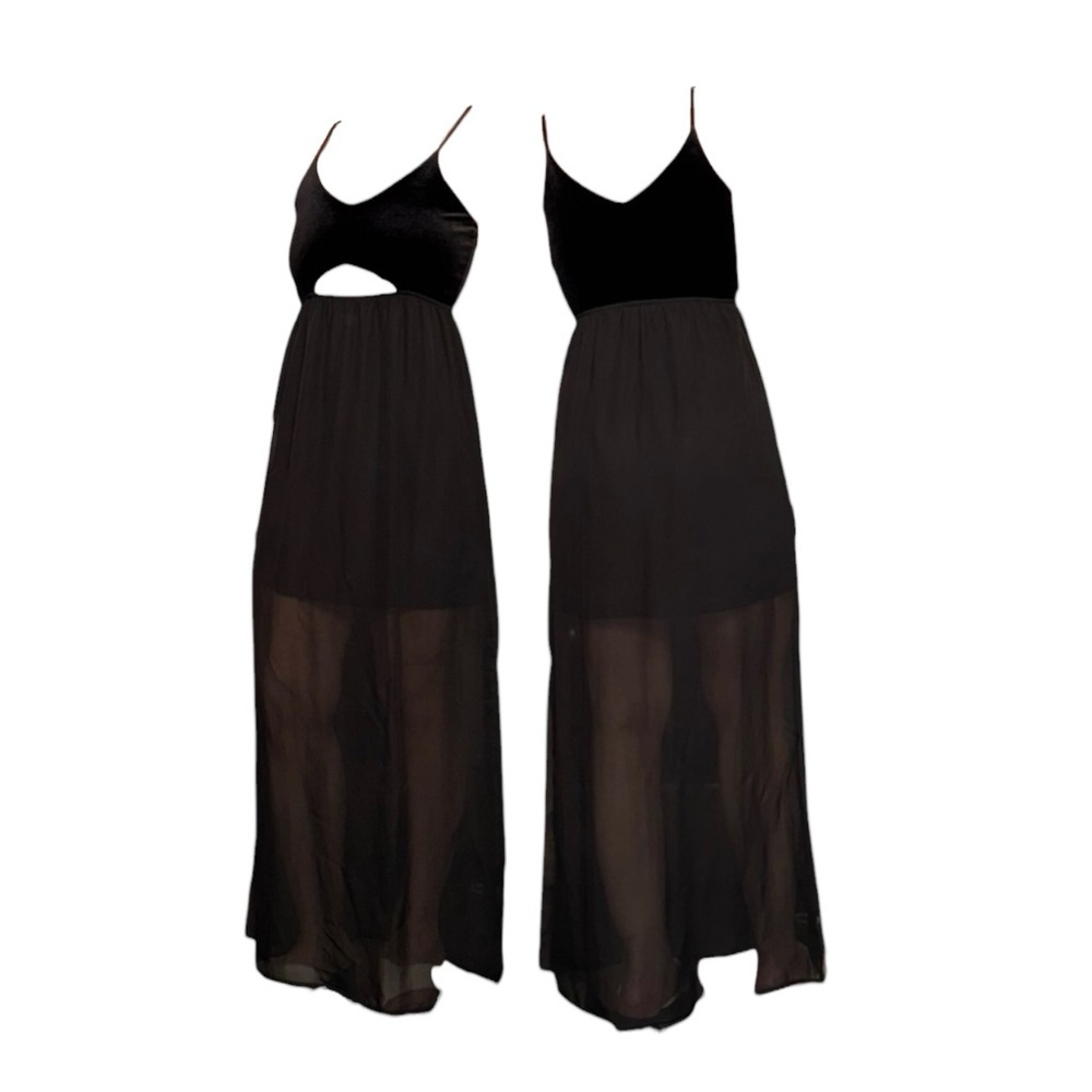 Black Sheer Maxi Dress with Cutout